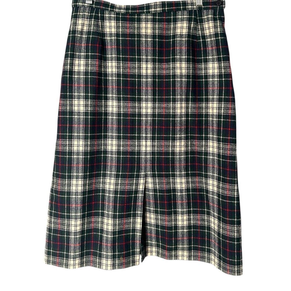 Pendleton VTG Plaid Virgin Wool Midi Skirt Women's 12 Lined Blue Red White